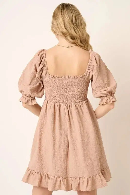 Dresses Trendsi Smocked Mini Dress Women's Casual Ruffle Hem Short Sleeve Dress