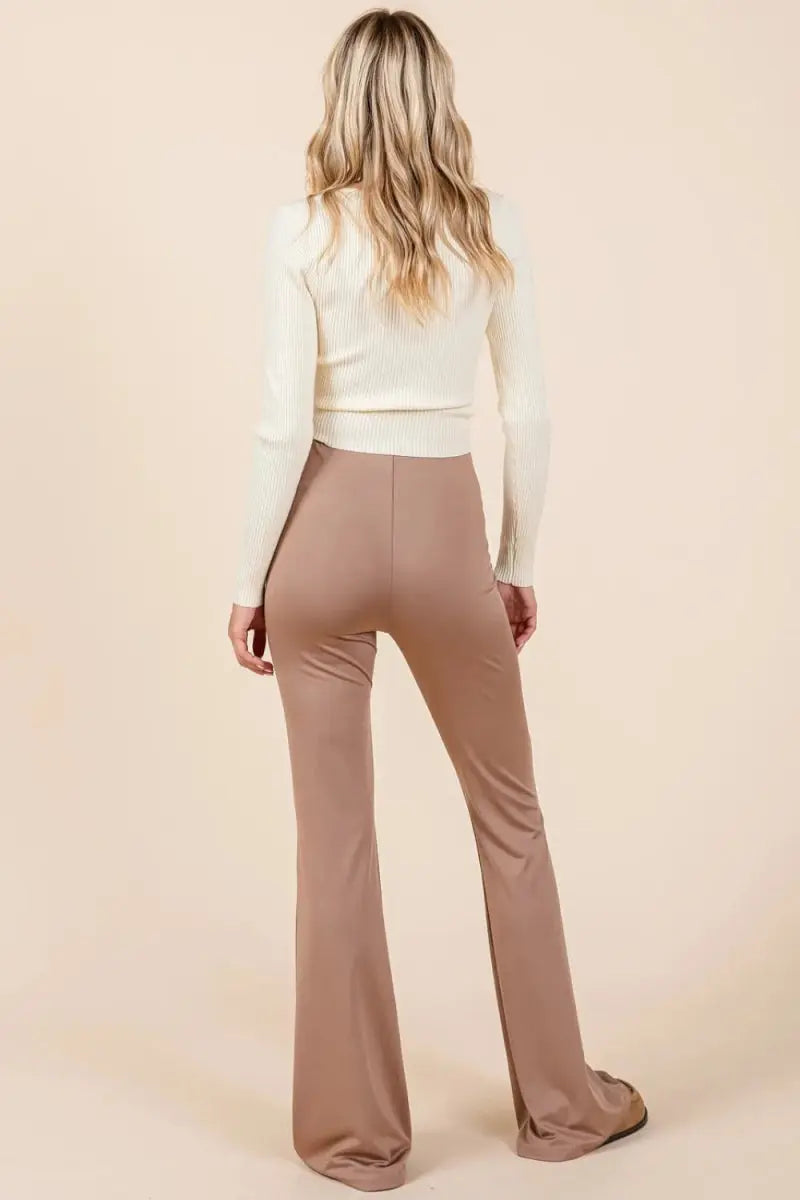 Trendsi Flare Pants Women's Casual Wear Soft Stretchy Elastic Waist Pants