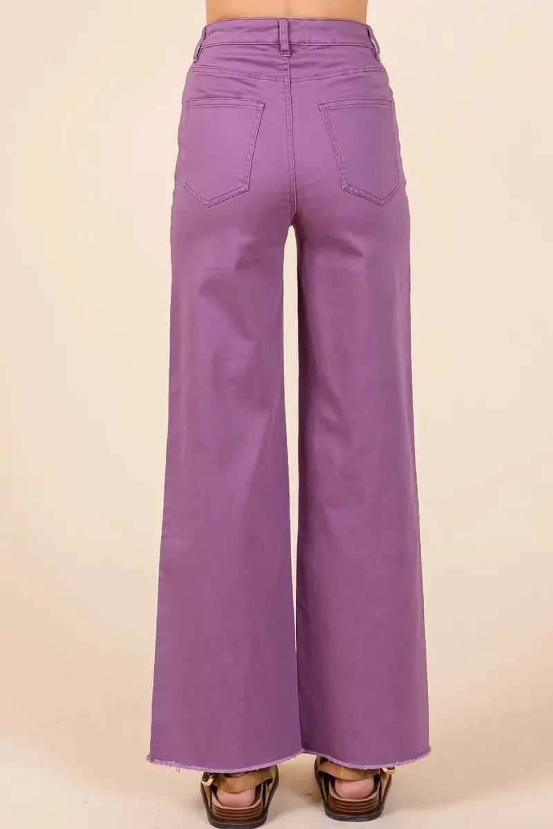 Trendsi Twill Wide Leg Pants Women's High Waisted Casual Pants USA Ship