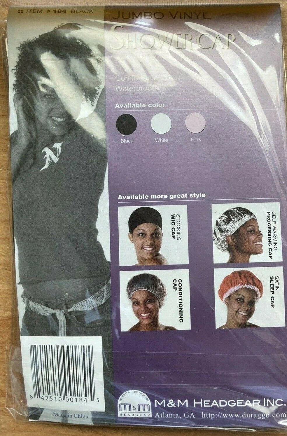 M&M #184 Vinyl Shower Cap X-Large Black