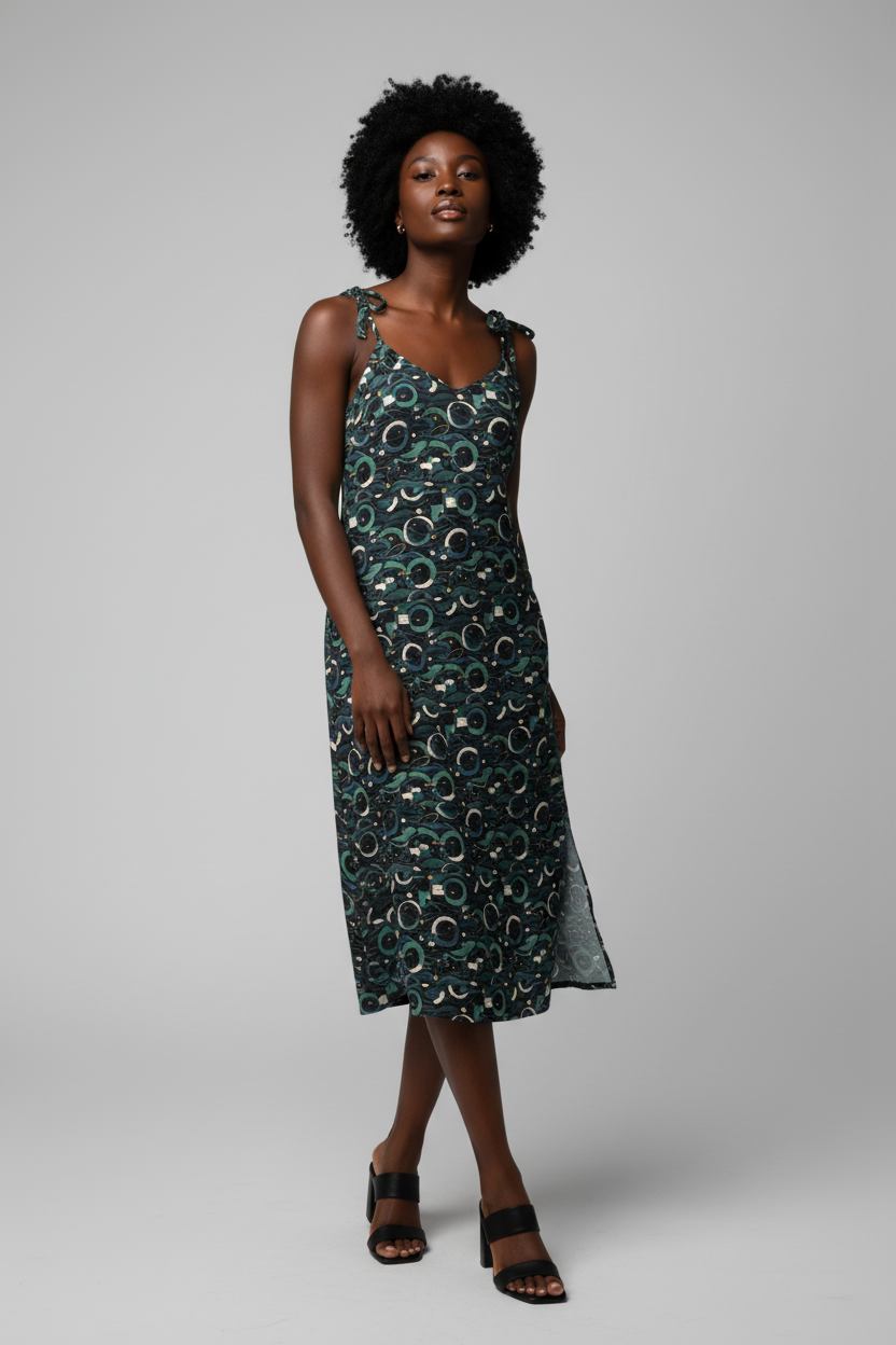 Modern Geometric Midi Dress | Contemporary Statement Design