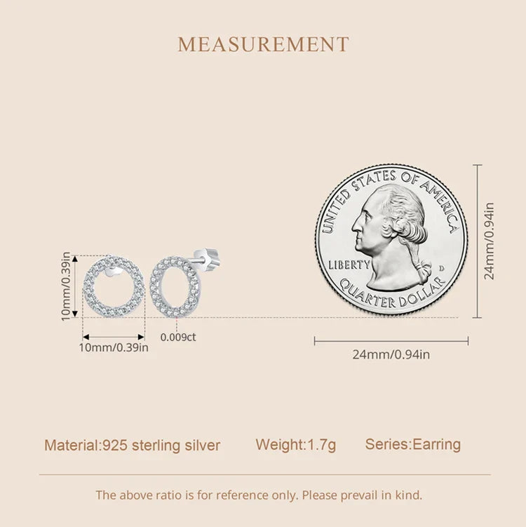 Moissanite 10mm Stud Earrings S925 Sterling Silver Screw Back Gift Mom