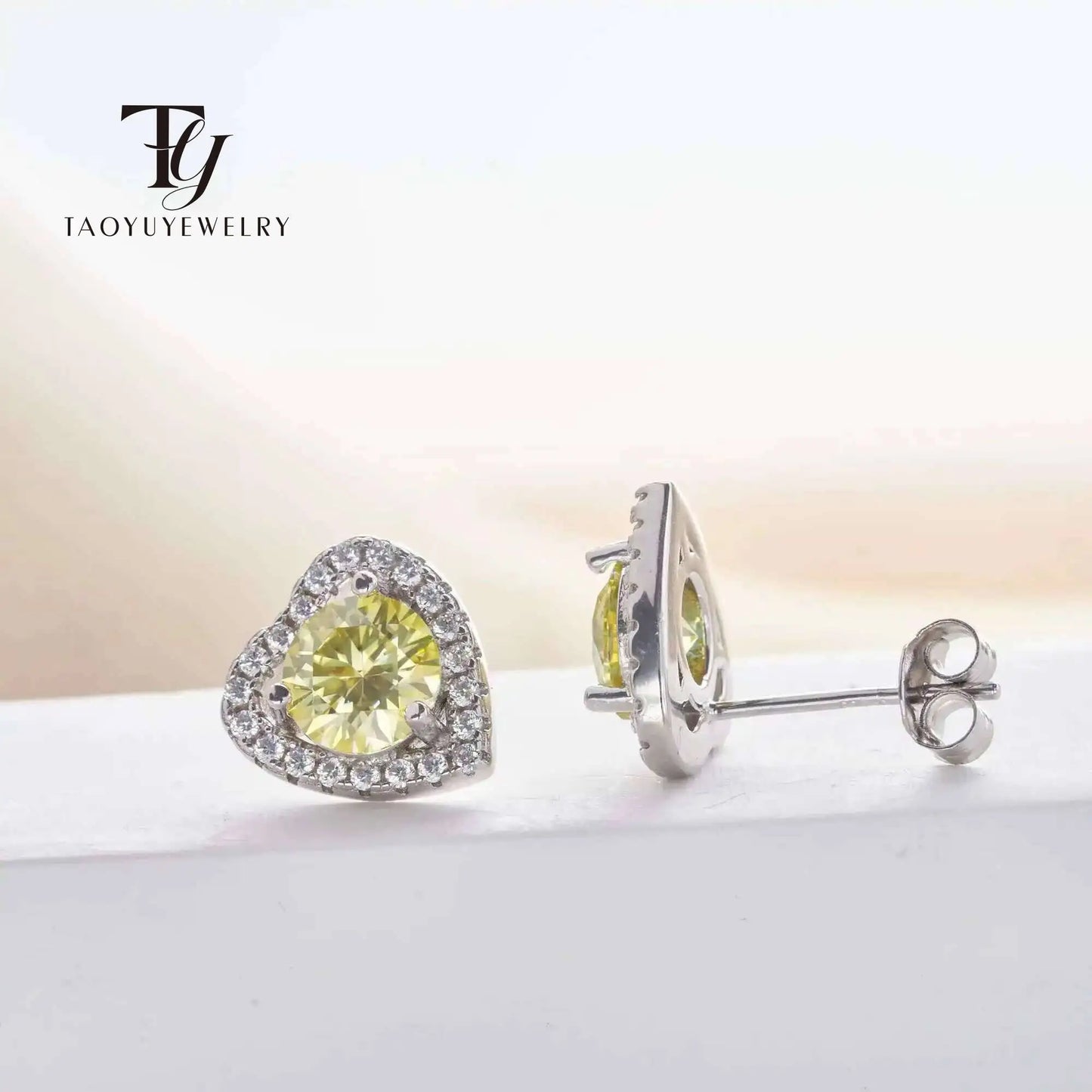 Moissanite 2ctw D Color Heart Stud Earrings 1ct Each 925 Sterling Silver