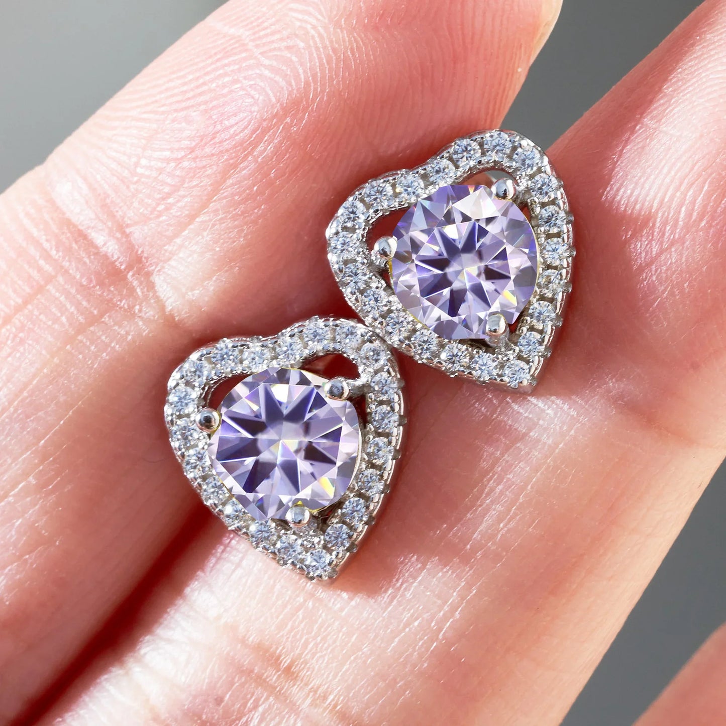 Moissanite 2ctw D Color Heart Stud Earrings 1ct Each 925 Sterling Silver