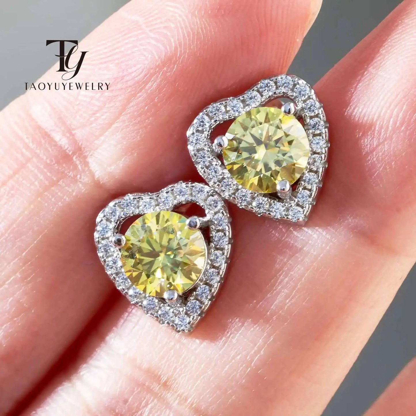 Moissanite 2ctw D Color Heart Stud Earrings 1ct Each 925 Sterling Silver