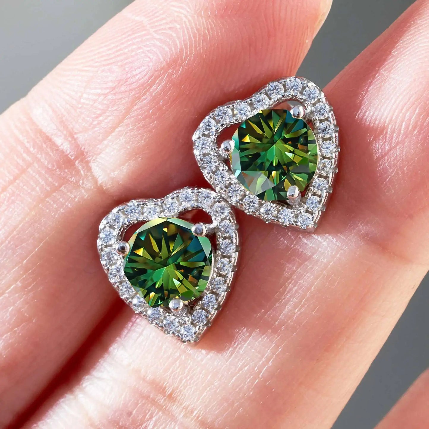 Moissanite 2ctw D Color Heart Stud Earrings 1ct Each 925 Sterling Silver