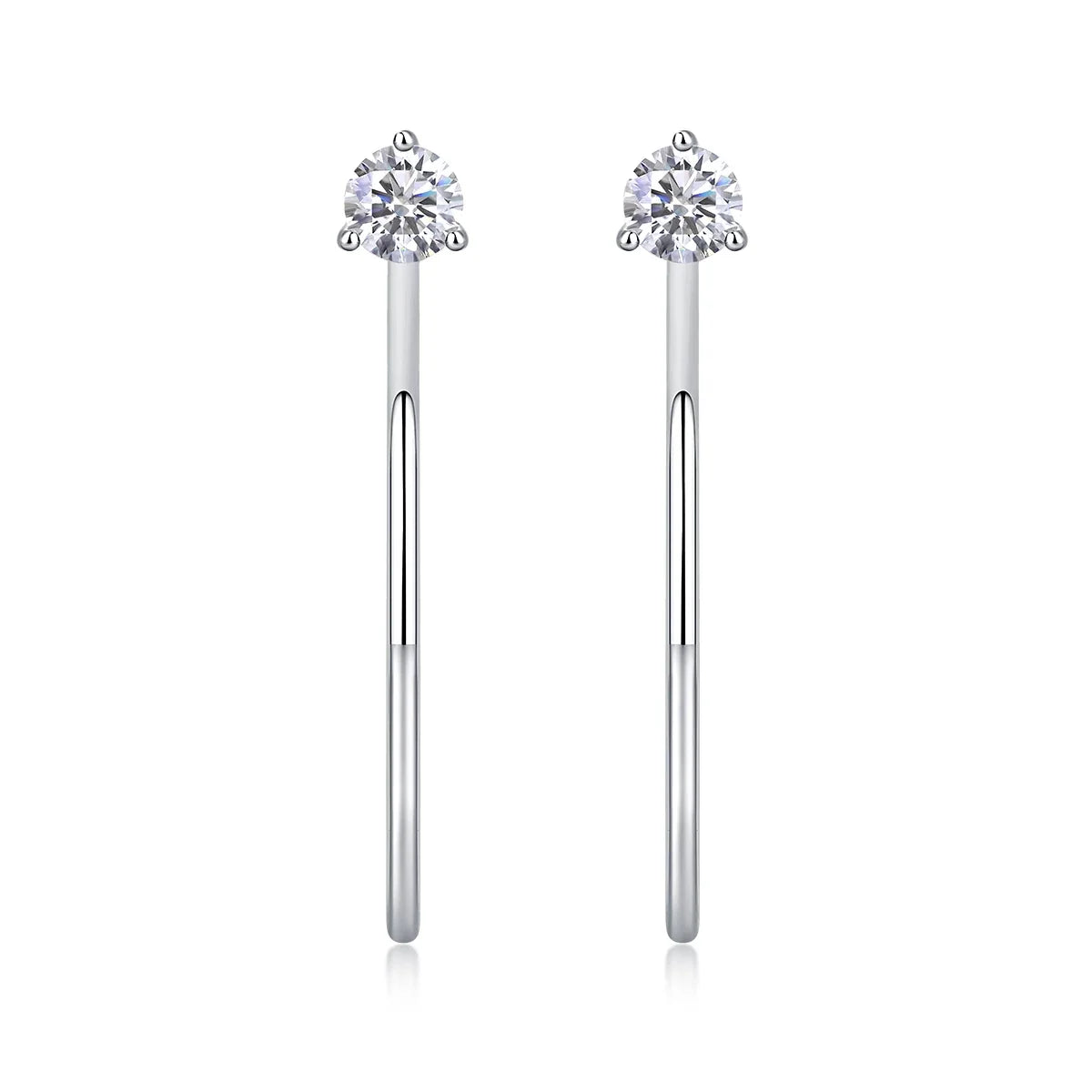 Open Hoop Moissanite Stud Earrings in Sterling Silver