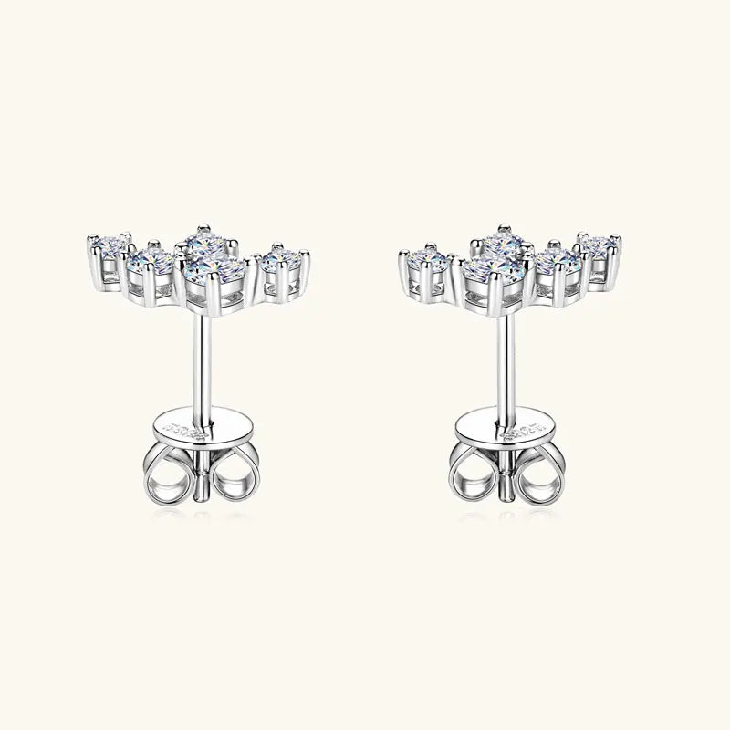 Six-Stone Fan Moissanite Stud Earrings in Sterling Silver