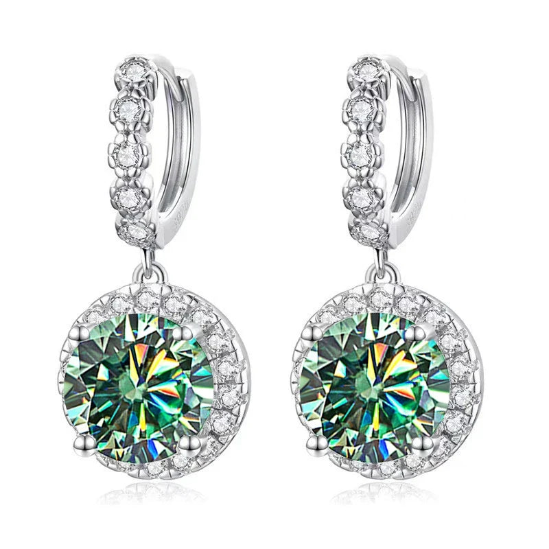 Moissanite 925 Sterling Silver Round D Color Drop Earrings Valentine's Gift