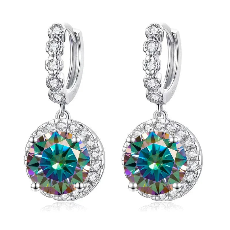 Moissanite 925 Sterling Silver Round D Color Drop Earrings Valentine's Gift