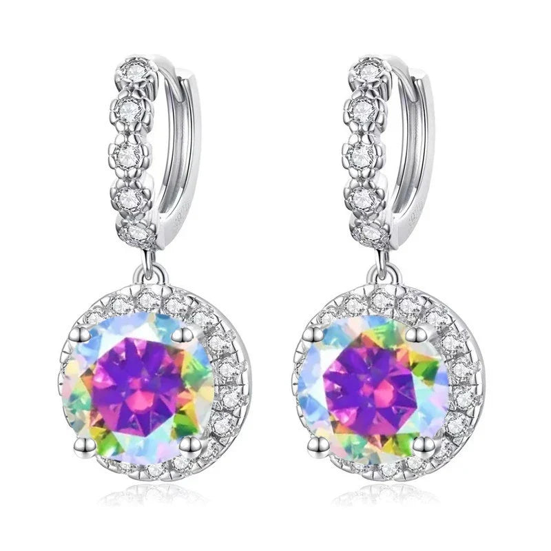 Moissanite 925 Sterling Silver Round D Color Drop Earrings Valentine's Gift