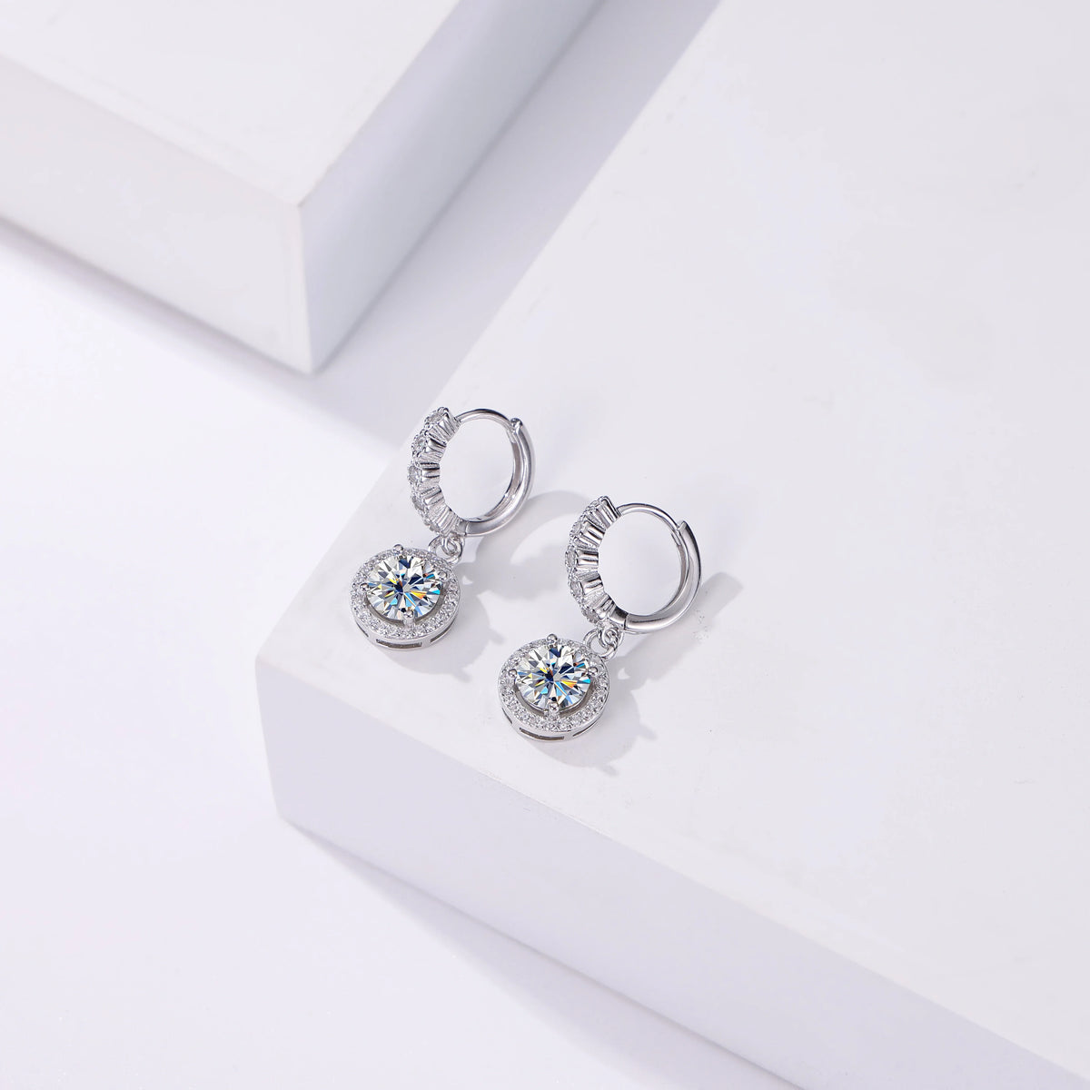 Moissanite 925 Sterling Silver Round D Color Drop Earrings Valentine's Gift