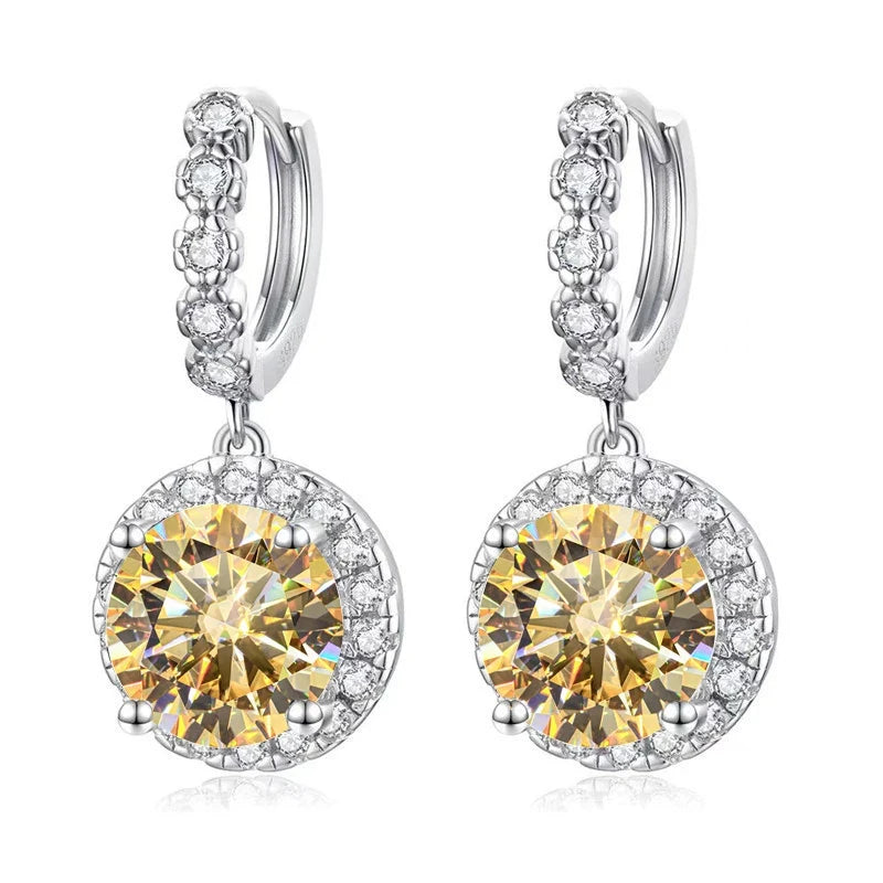 Moissanite 925 Sterling Silver Round D Color Drop Earrings Valentine's Gift