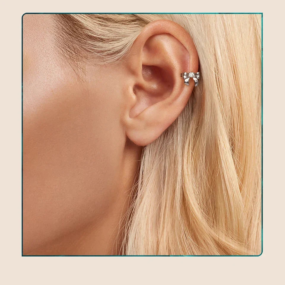 Moissanite Bowknot Stud Earrings S925 Silver Clip-On Wedding Engagement Gift