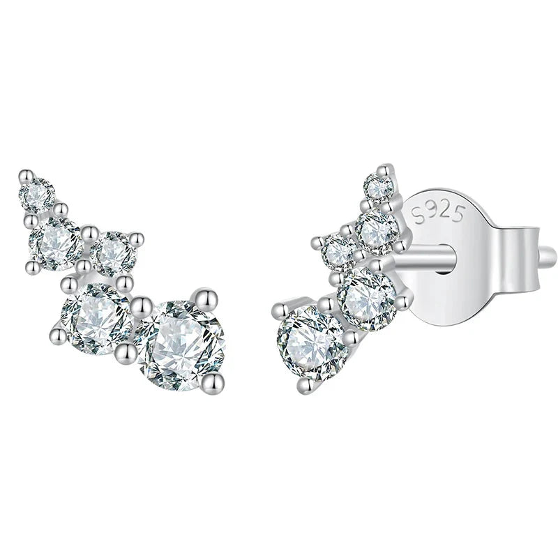 Moissanite Bubble Stud Earrings Geometric VVS1 EX 925 Sterling Screw Back