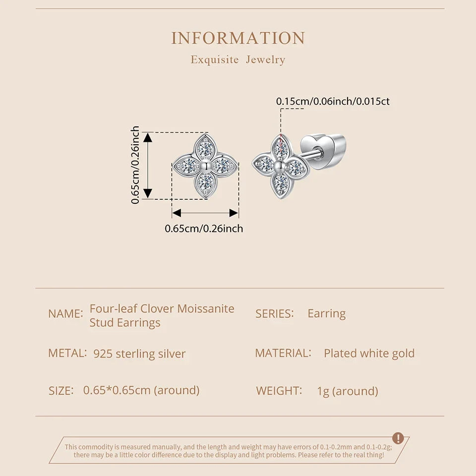 Butterfly & Clover Moissanite Stud Earrings in Sterling Silver