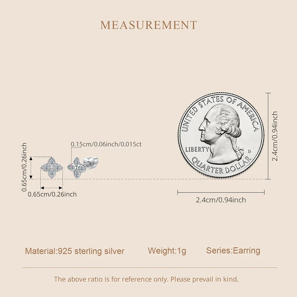 Butterfly & Clover Moissanite Stud Earrings in Sterling Silver