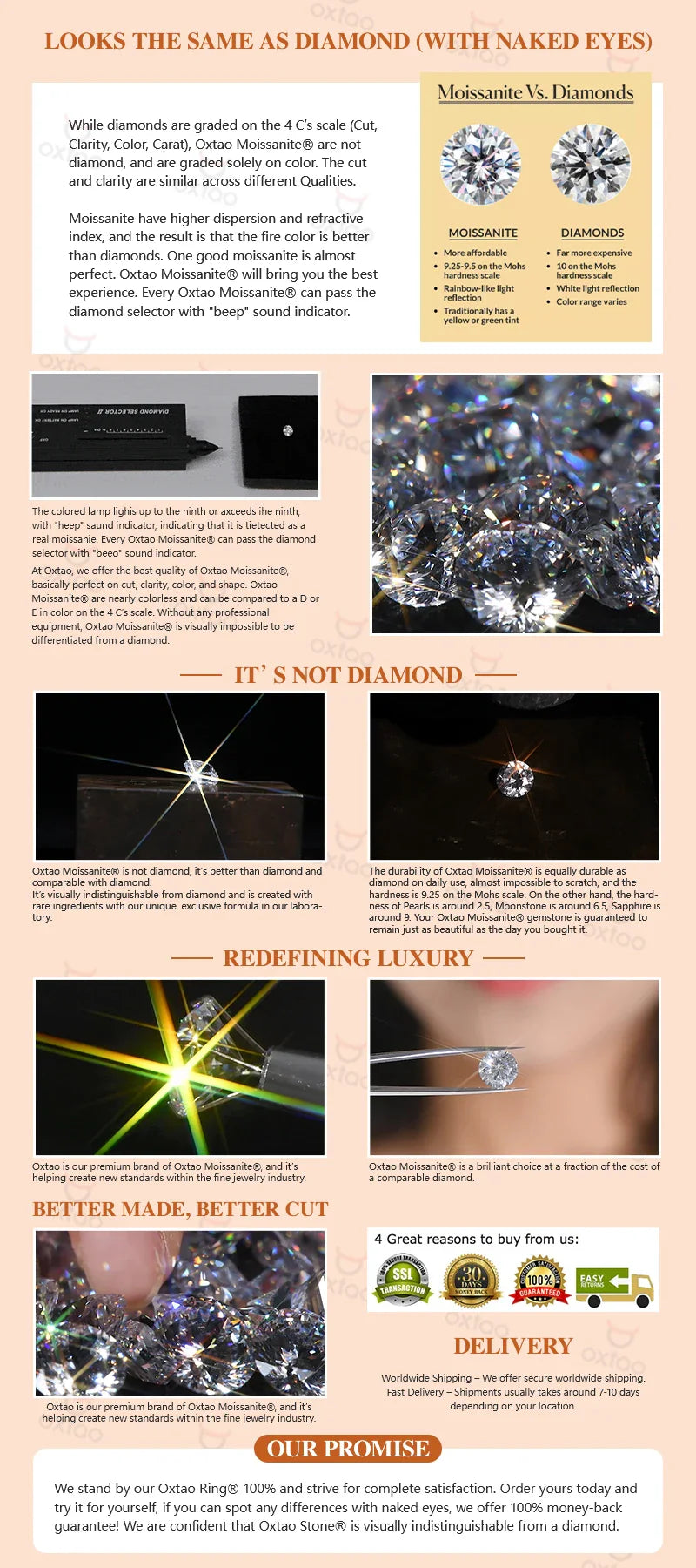 Moissanite Clip Hoop Earrings 925 Sterling Silver D-Color White Round Cut