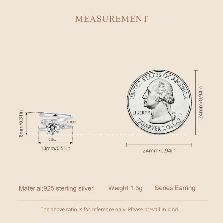 Moissanite Double Layer Clip Earring S925 Sterling Silver Mother's Day Gift