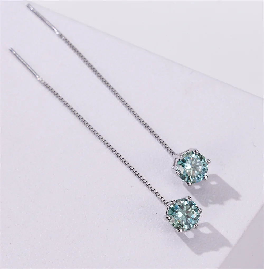 Moissanite Drop Earrings 5-6.5mm Sterling 925 Silver Solitaire Dangle Gift