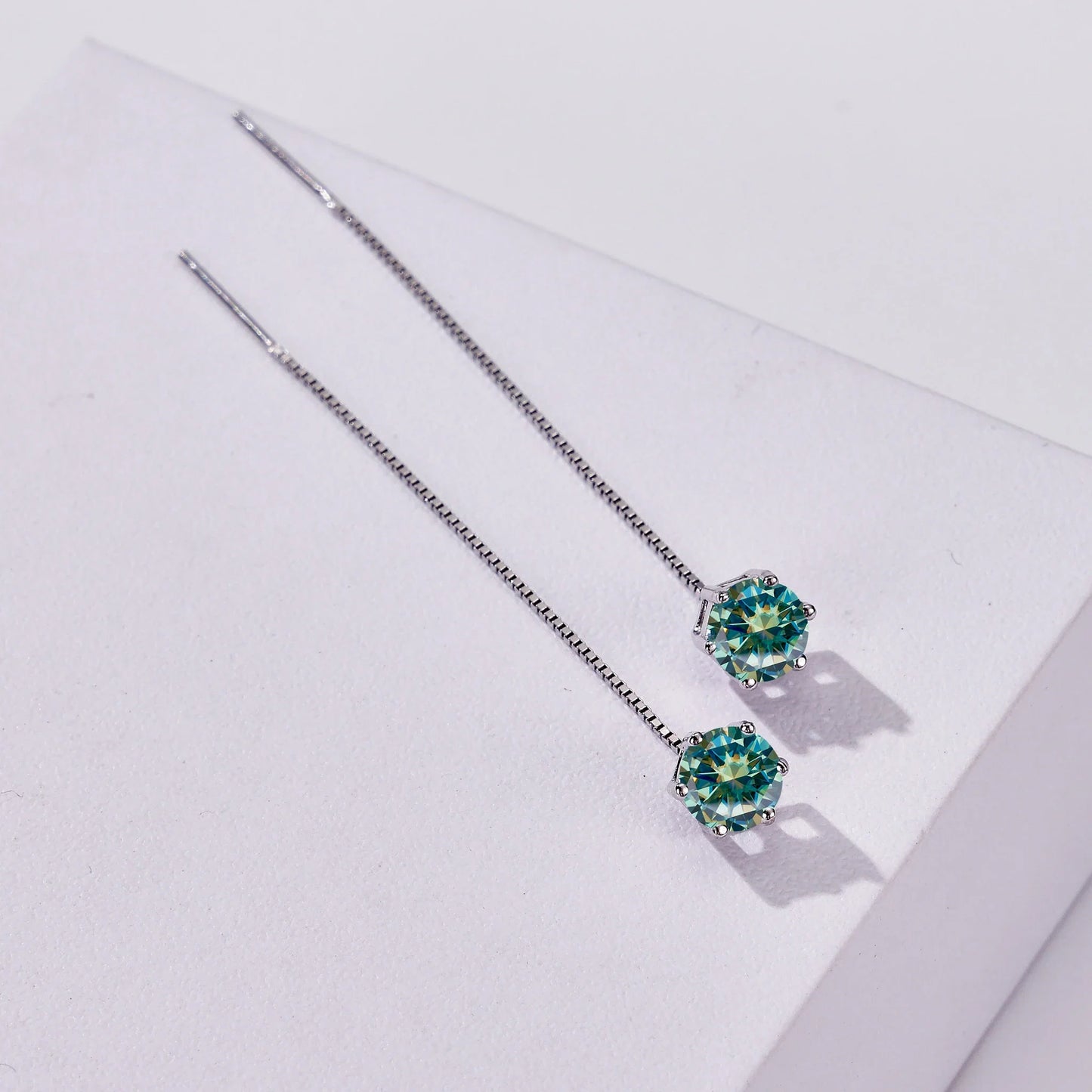 Moissanite Drop Earrings 5-6.5mm Sterling 925 Silver Solitaire Dangle Gift