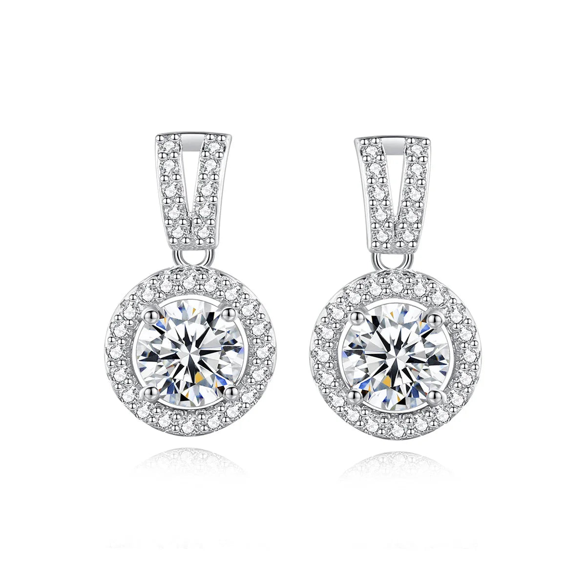 Moissanite Drop Earrings 925 Sterling Silver 1 Ct GRA Bridal Wedding Engagement