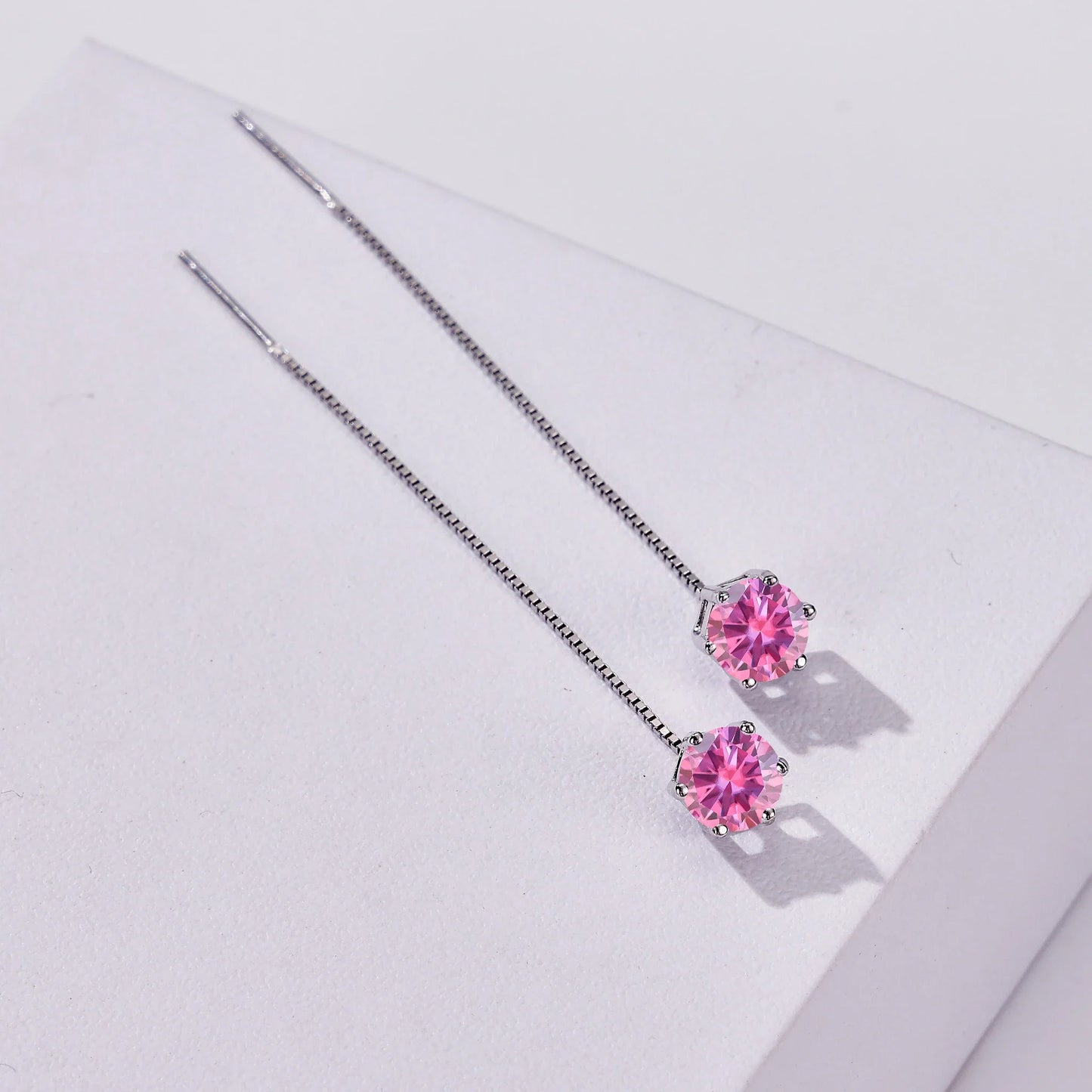 Moissanite Drop Earrings 5-6.5mm Sterling 925 Silver Solitaire Dangle Gift