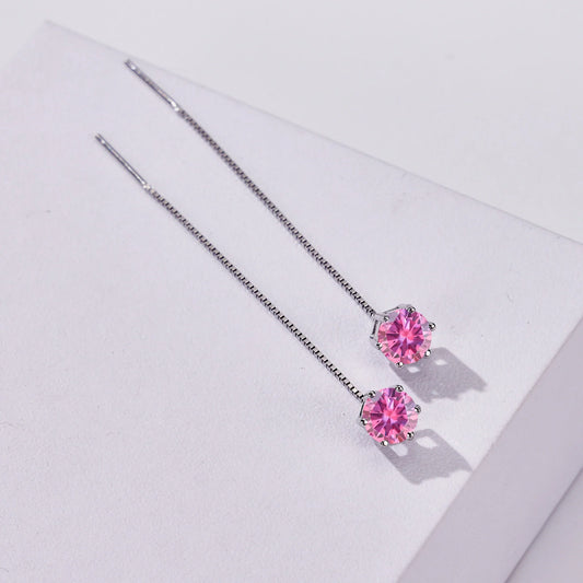 Moissanite Drop Earrings 5-6.5mm Sterling 925 Silver Solitaire Dangle Gift