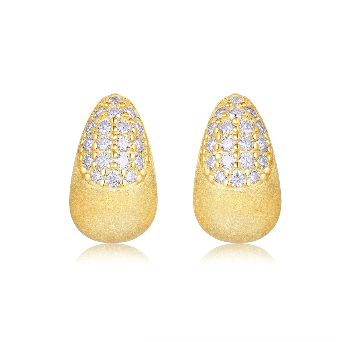 Brushed Gold-Tone Moissanite J-Hoop Earrings