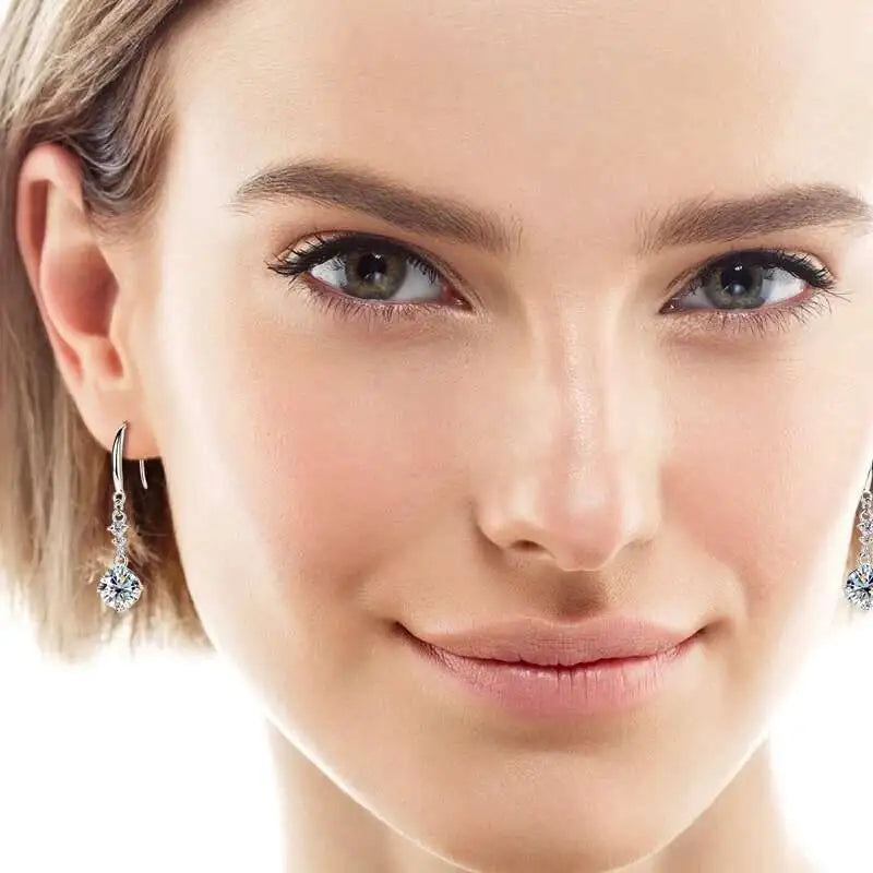 Moissanite Earrings 925 Sterling Silver White Gold Plated Hypoallergenic Studs