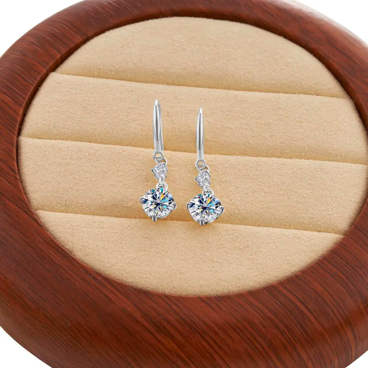 Moissanite Earrings 925 Sterling Silver White Gold Plated Hypoallergenic Studs