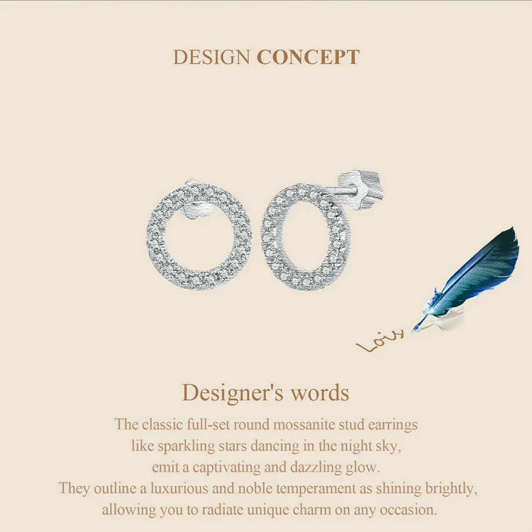 Moissanite 10mm Stud Earrings S925 Sterling Silver Screw Back Gift Mom