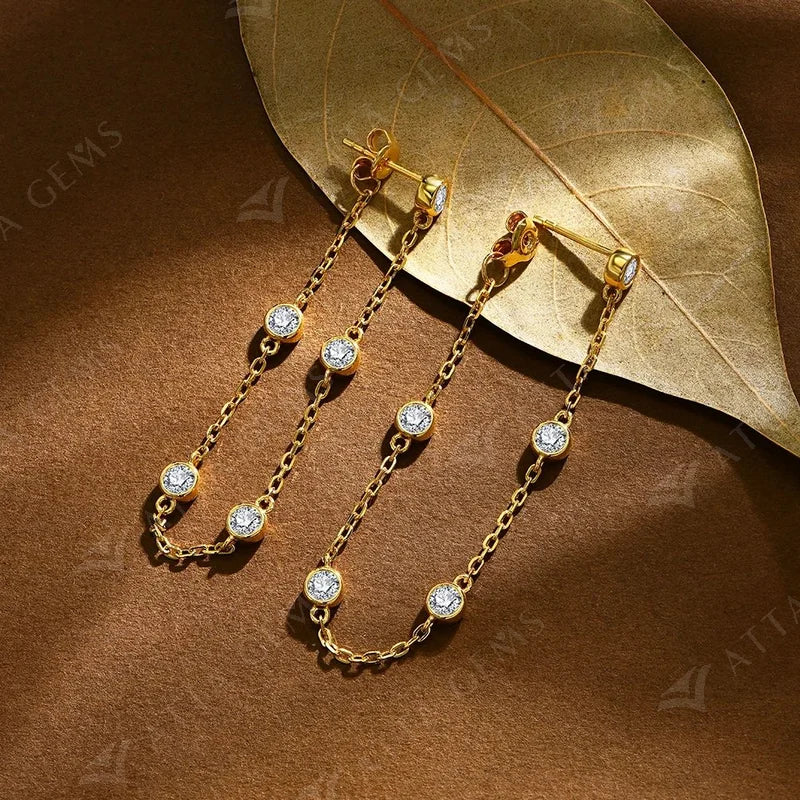 Moissanite Round Stud Earrings 3.5mm D/VVS1 Sterling 925 Silver Drop