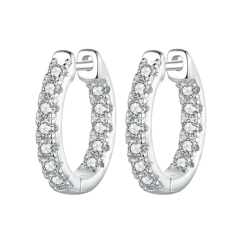 Moissanite Huggie Hoop Earrings in Sterling Silver