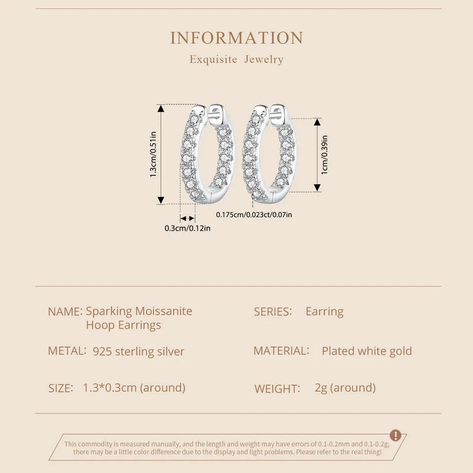 Moissanite Huggie Hoop Earrings in Sterling Silver