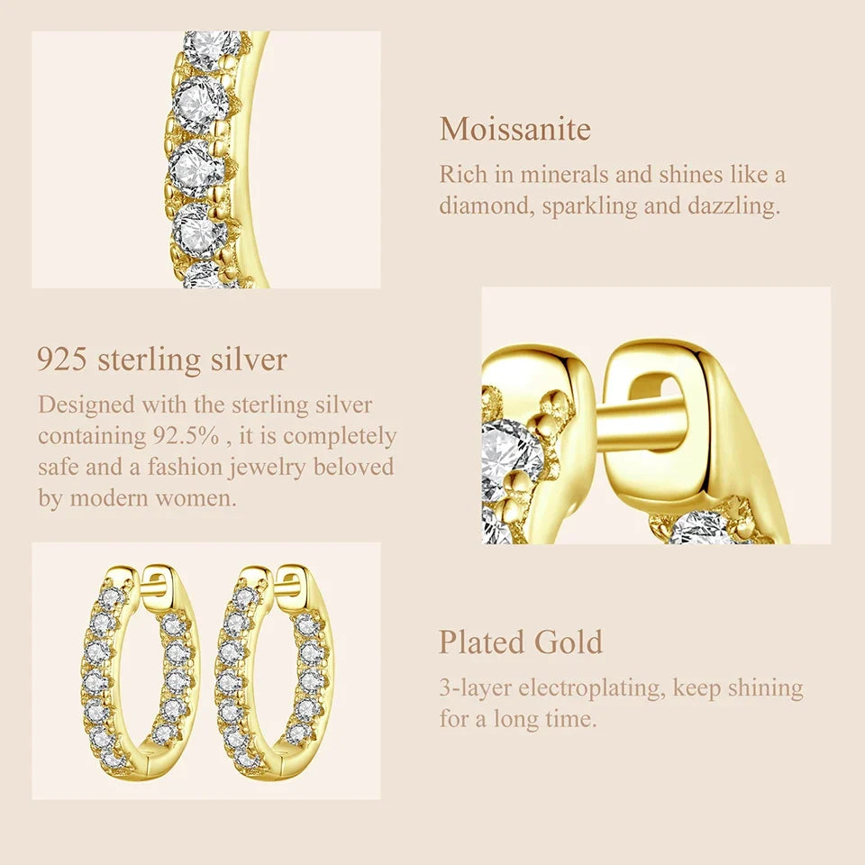 Moissanite Huggie Hoop Earrings in Sterling Silver