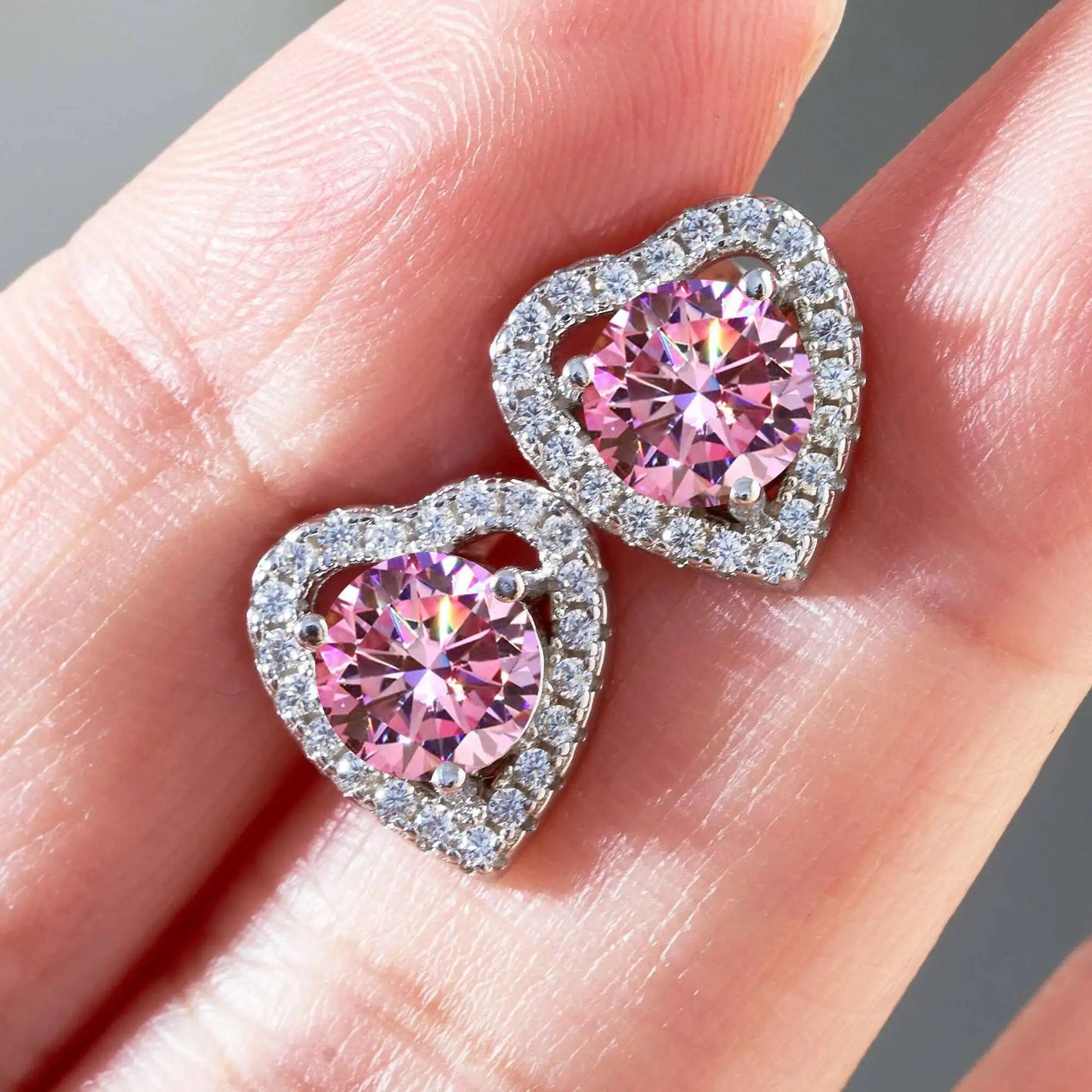 Moissanite 2ctw D Color Heart Stud Earrings 1ct Each 925 Sterling Silver