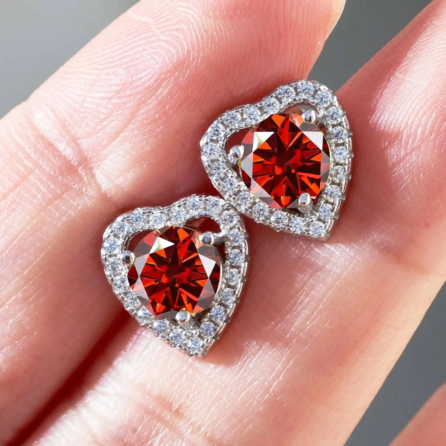 Moissanite 2ctw D Color Heart Stud Earrings 1ct Each 925 Sterling Silver