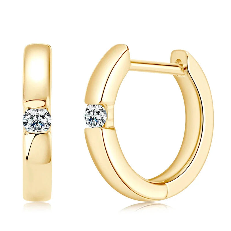 Moissanite Hoop Earrings 2mm VVS1 925 Sterling Silver Simple Unisex Gift