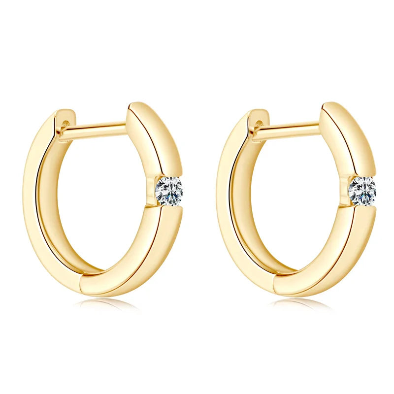Moissanite Hoop Earrings 2mm VVS1 925 Sterling Silver Simple Unisex Gift