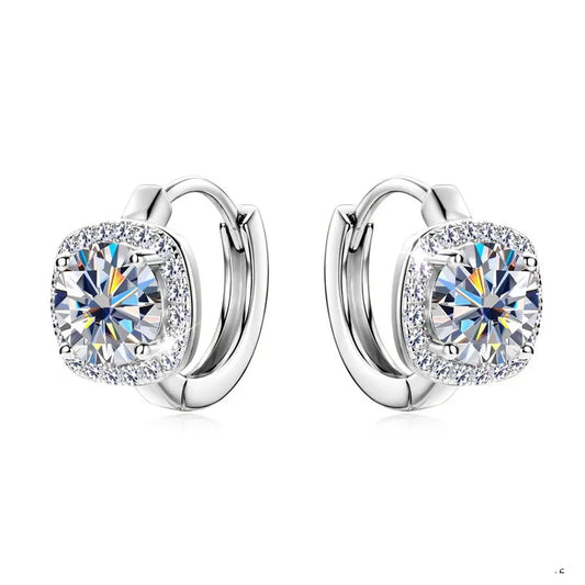 Moissanite Hoop Earrings 925 Sterling Silver Huggie For Women Girls Dainty
