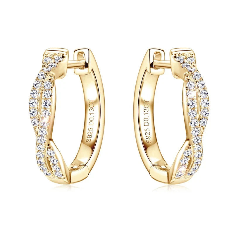 Twist Moissanite Hoop Earrings in 925 Sterling Silver