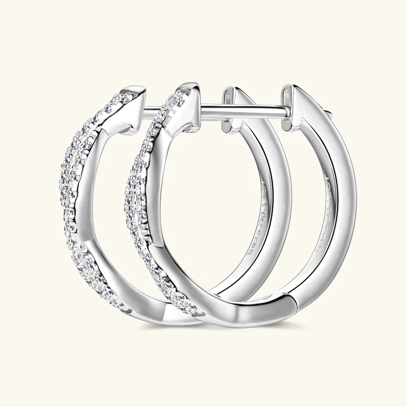 Twist Moissanite Hoop Earrings in 925 Sterling Silver