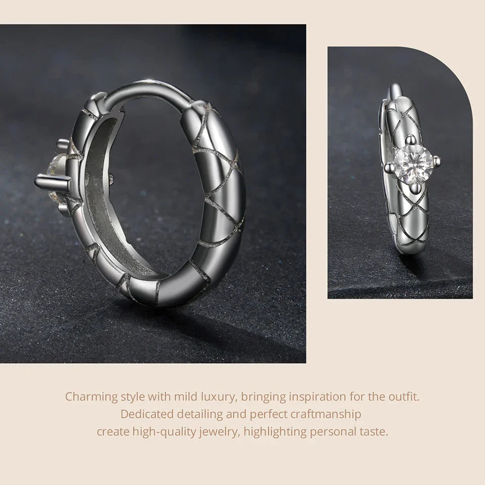 Moissanite Hoop Earrings Gold Plated 925 Sterling Silver Cut Hypoallergenic