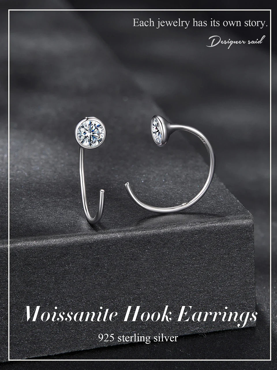 Moissanite Huggie Hoop Earrings 925 Sterling Silver Diamond Cut Dainty Hoops