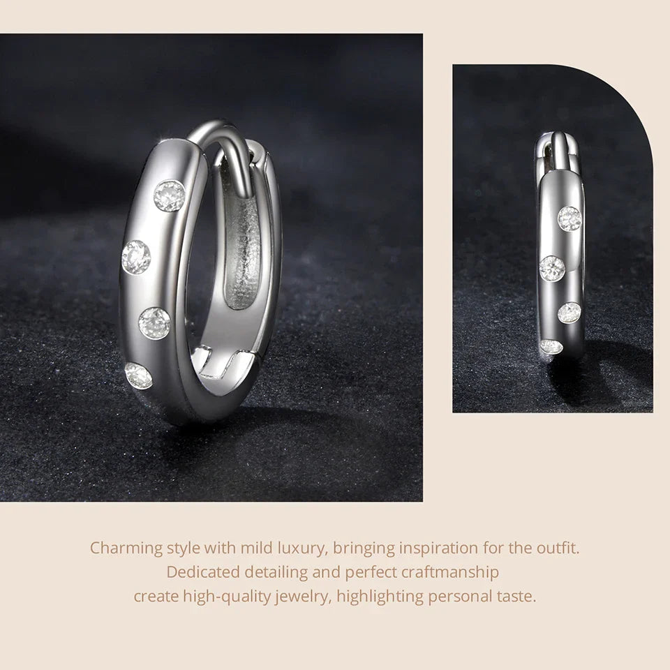 Moissanite Huggie Hoop Earrings For Women 925 Sterling Silver Gold Plated