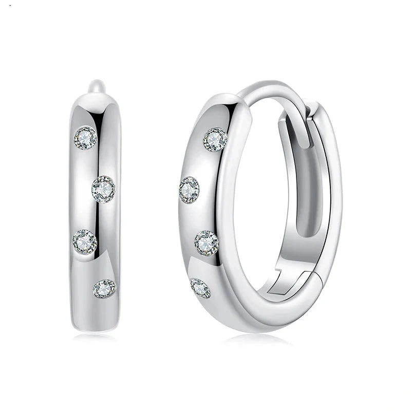 Moissanite Huggie Hoop Earrings For Women 925 Sterling Silver Gold Plated