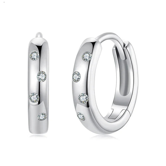Moissanite Huggie Hoop Earrings For Women 925 Sterling Silver Gold Plated