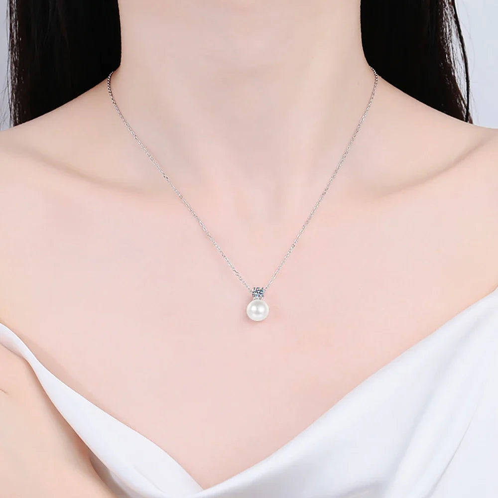 Freshwater Pearl & Moissanite Necklace and Earring Set