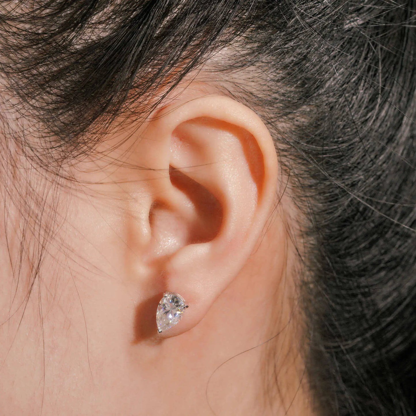 Moissanite Pear Cut Stud Earrings 0.5-1ct Sterling Silver Gold Plated VVS1